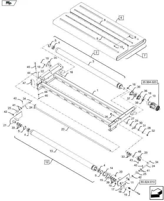 87515968 - Ролик передн. конвеера изм. голый CR9080
